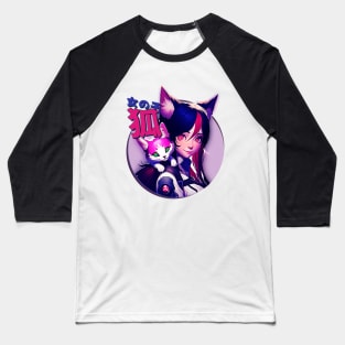 Anime Girl Space Girl Pink Cute Cat Baseball T-Shirt